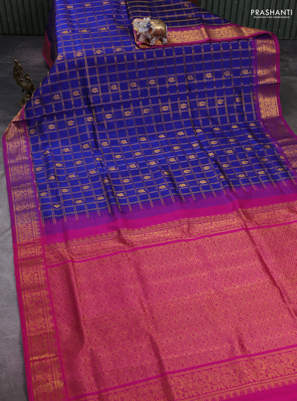 Blue & Pink Gems Of Silk Cotton - Checks