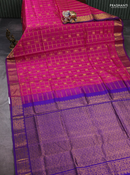 Pink & Violet Gems Of Silk Cotton - Checks