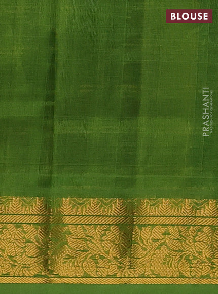 Coffee Brown & Green Gems Of Silk Cotton - Checks