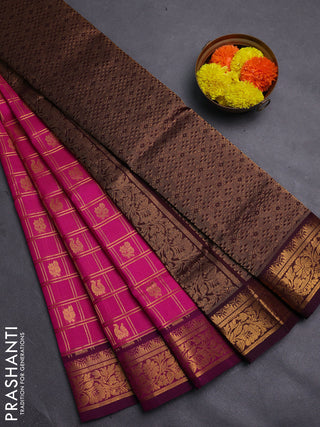 Pink & Wine Gems Of Silk Cotton - Checks