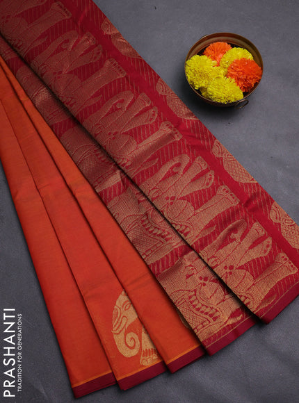 Orange & Maroon Gems Of Silk Cotton - Buttas