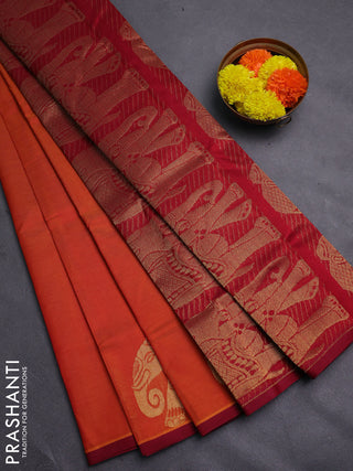 Orange & Maroon Gems Of Silk Cotton - Buttas