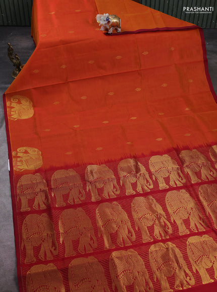 Orange & Maroon Gems Of Silk Cotton - Buttas