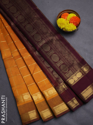 Mustard Yellow & Maroon Gems Of Silk Cotton - Checks