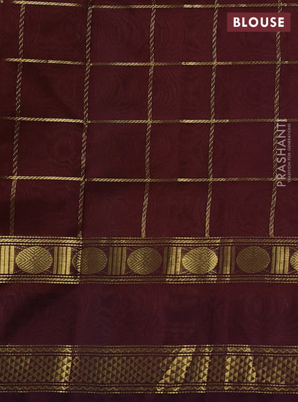 Mustard Yellow & Maroon Gems Of Silk Cotton - Checks