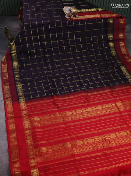 Jamun & Maroon Gems Of Silk Cotton - Checks