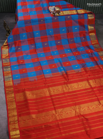 Cs Blue & Red Gems Of Silk Cotton - Palum Pazhamum