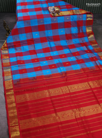 Cs Blue & Red Gems Of Silk Cotton - Palum Pazhamum