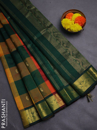 Multi Colour & Bottle Green Gems Of Silk Cotton - Palum Pazhamum
