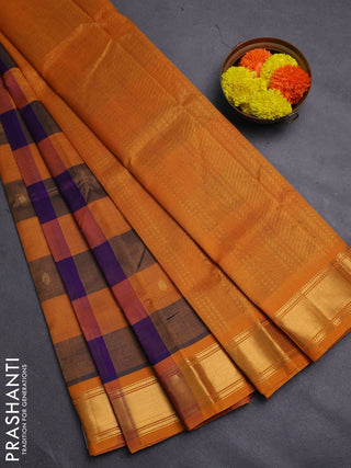 Violet & Mustard Yellow Gems Of Silk Cotton - Palum Pazhamum