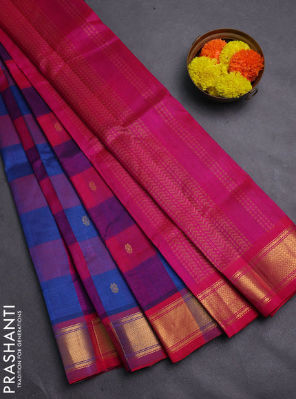Peacock Blue & Pink Gems Of Silk Cotton - Palum Pazhamum
