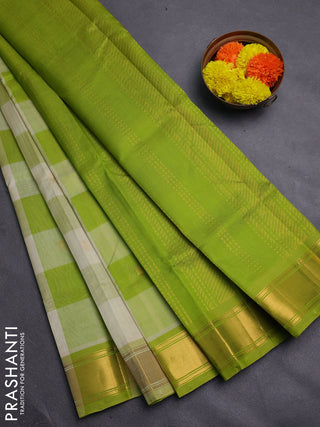 Cream & Green Gems Of Silk Cotton - Palum Pazhamum