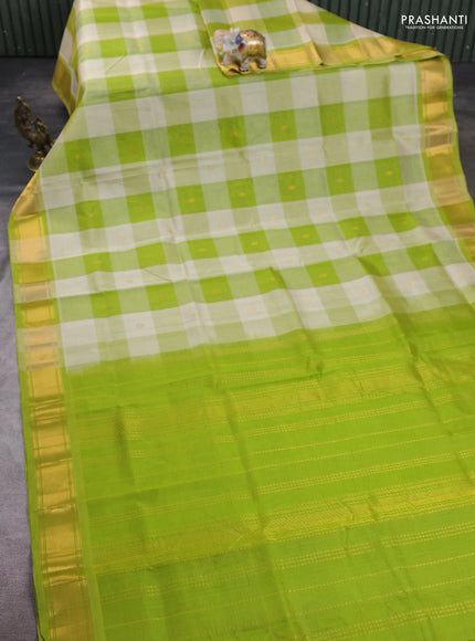 Cream & Green Gems Of Silk Cotton - Palum Pazhamum
