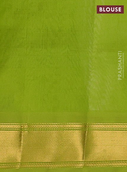Cream & Green Gems Of Silk Cotton - Palum Pazhamum