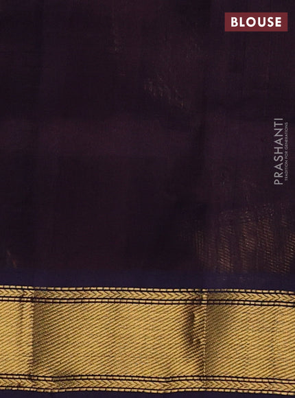 Mustard Yellow & Navy Blue Gems Of Silk Cotton - Palum Pazhamum