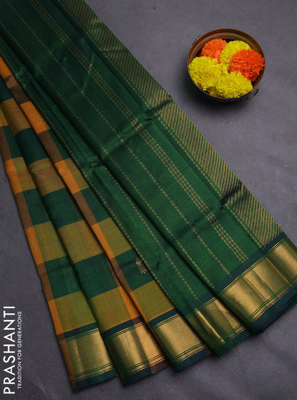 Mustard Yellow & Bottle Green Gems Of Silk Cotton - Palum Pazhamum