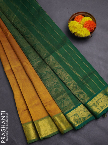 Mustard Yellow & Green Gems Of Silk Cotton - Vairaosi