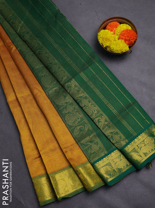 Mustard Yellow & Green Gems Of Silk Cotton - Vairaosi