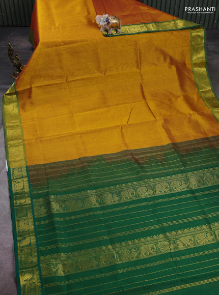 Mustard Yellow & Green Gems Of Silk Cotton - Vairaosi