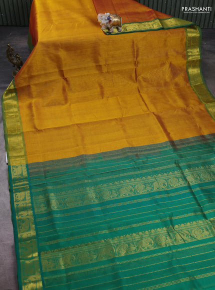 Mustard Yellow & Green Gems Of Silk Cotton - Vairaosi