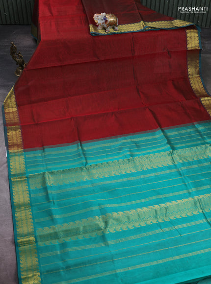 Maroon & Teal Blue Gems Of Silk Cotton - Vairaosi