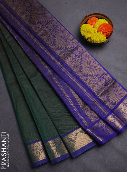 Bottle Green & Blue Gems Of Silk Cotton - Vairaosi