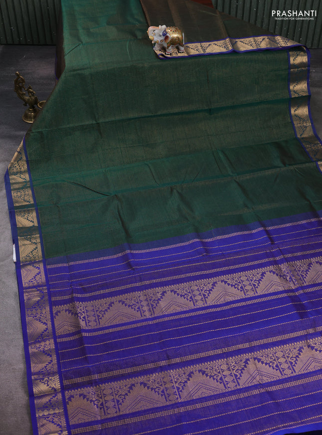 Bottle Green & Blue Gems Of Silk Cotton - Vairaosi