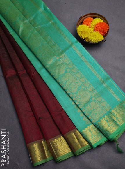 Maroon & Teal Green Gems Of Silk Cotton - Vairaosi