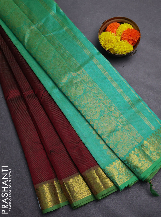 Maroon & Teal Green Gems Of Silk Cotton - Vairaosi