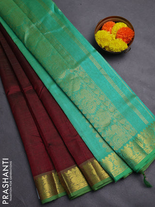 Maroon & Teal Green Gems Of Silk Cotton - Vairaosi