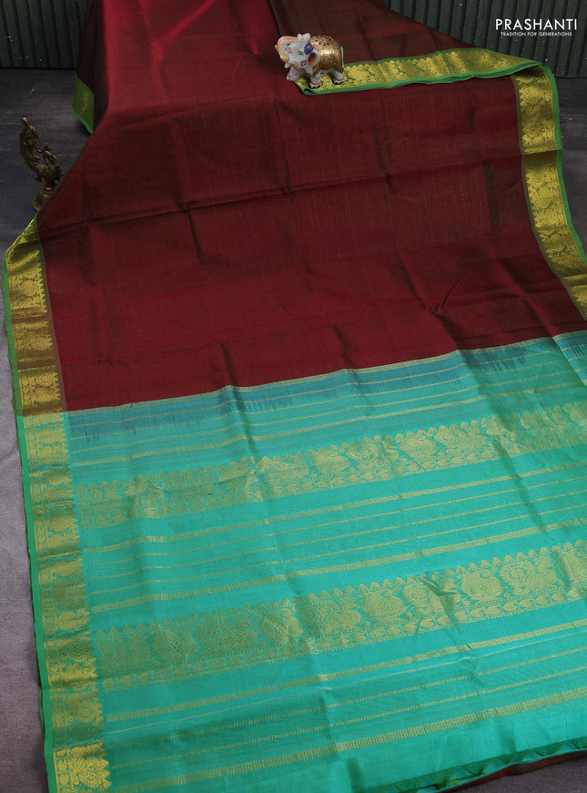 Maroon & Teal Green Gems Of Silk Cotton - Vairaosi