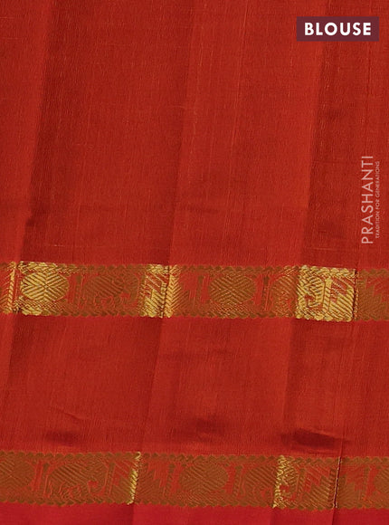 Coffee Brown & Red Gems Of Silk Cotton - Laksha Deepam