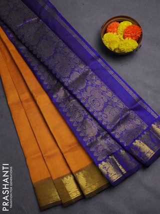 Mustard Yellow & Blue Gems Of Silk Cotton - Vairaosi