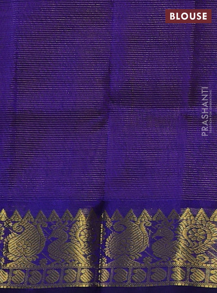Mustard Yellow & Blue Gems Of Silk Cotton - Vairaosi