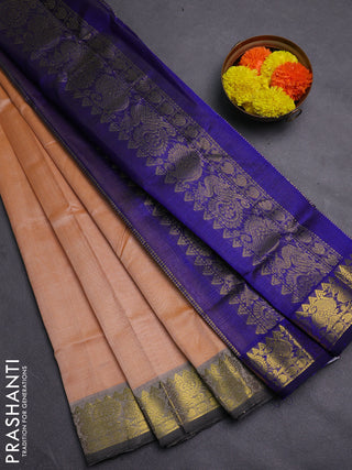 Sandal & Blue Gems Of Silk Cotton - Vairaosi