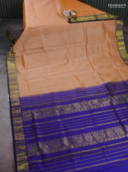 Sandal & Blue Gems Of Silk Cotton - Vairaosi