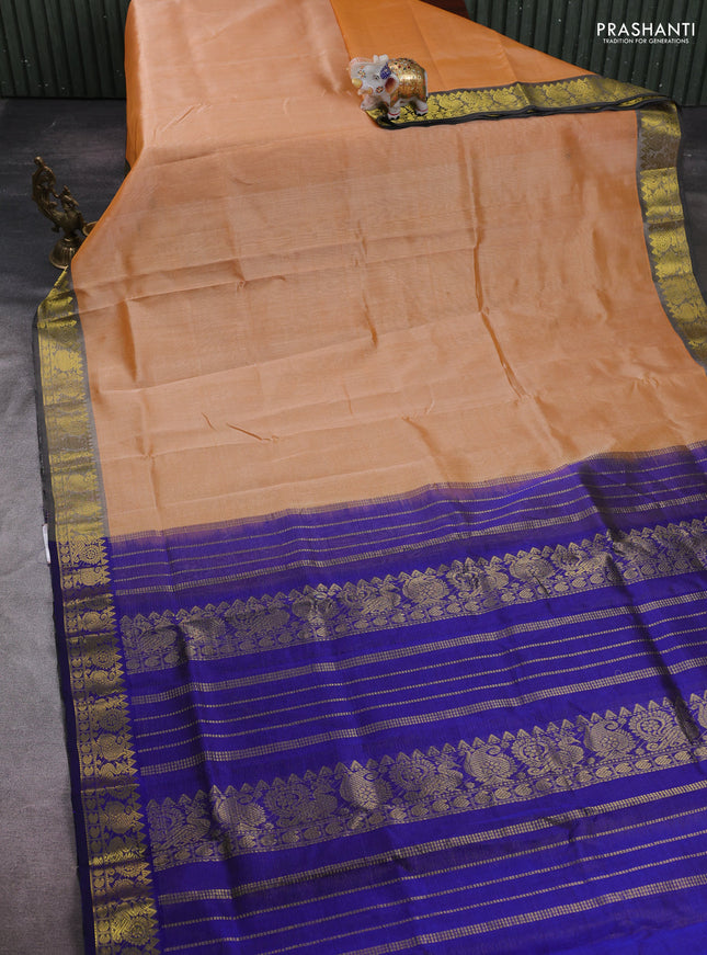 Sandal & Blue Gems Of Silk Cotton - Vairaosi
