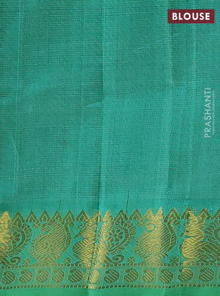 Coffee Brown & Teal Green Gems Of Silk Cotton - Palum Pazhamum