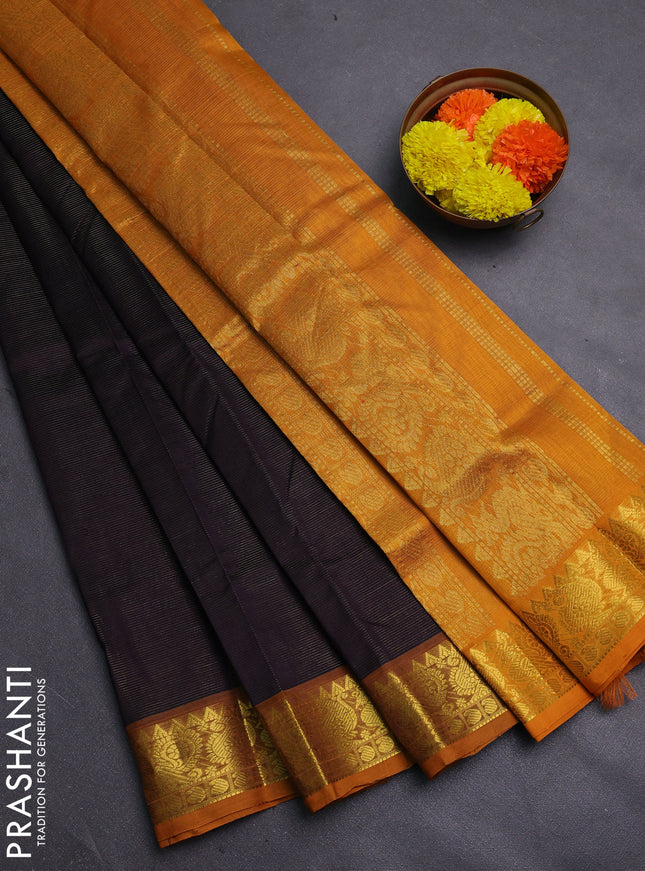 Black & Mustard Yellow Gems Of Silk Cotton - Vairaosi