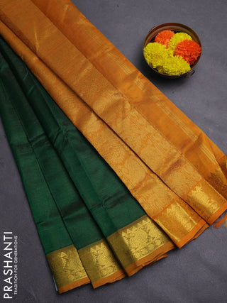 Bottle Green & Mustard Yellow Gems Of Silk Cotton - Vairaosi