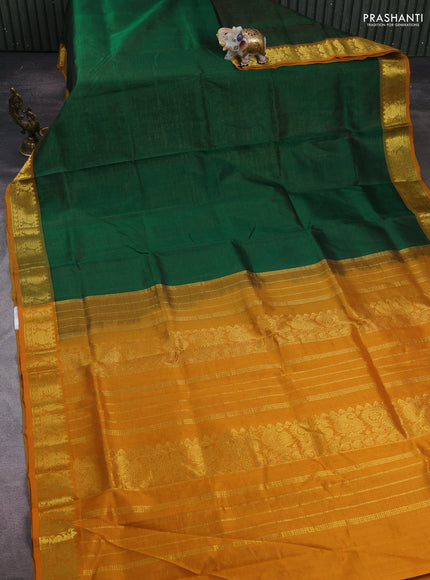 Bottle Green & Mustard Yellow Gems Of Silk Cotton - Vairaosi