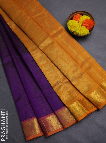 Purple & Mustard Yellow Gems Of Silk Cotton - Vairaosi