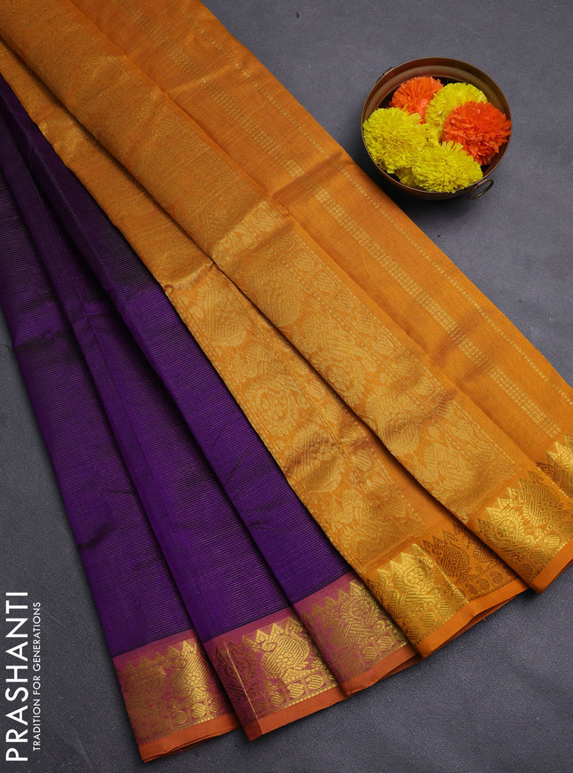Purple & Mustard Yellow Gems Of Silk Cotton - Vairaosi