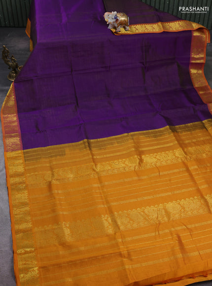 Purple & Mustard Yellow Gems Of Silk Cotton - Vairaosi