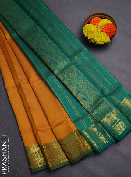 Mustard Yellow & Green Gems Of Silk Cotton - Vairaosi