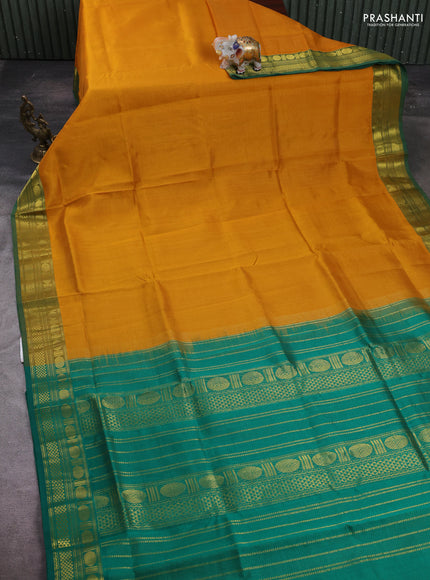 Mustard Yellow & Green Gems Of Silk Cotton - Vairaosi
