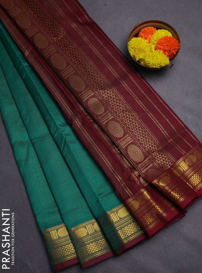 Green & Maroon Gems Of Silk Cotton - Vairaosi