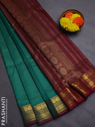Green & Maroon Gems Of Silk Cotton - Vairaosi