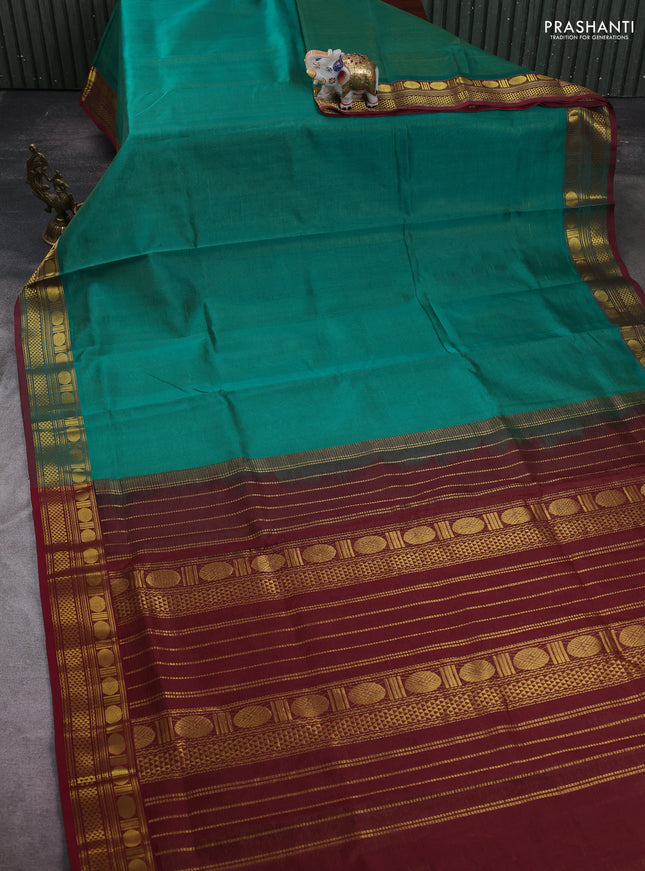 Green & Maroon Gems Of Silk Cotton - Vairaosi