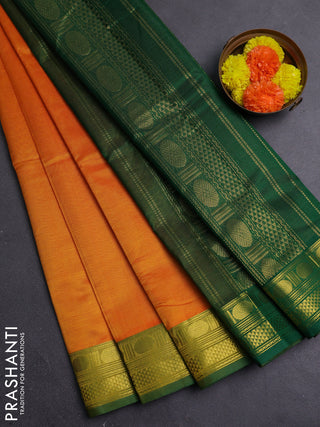 Sunset Orange & Green Gems Of Silk Cotton - Vairaosi